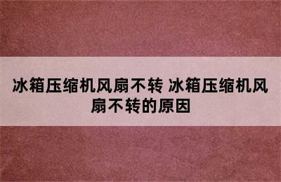 冰箱压缩机风扇不转 冰箱压缩机风扇不转的原因